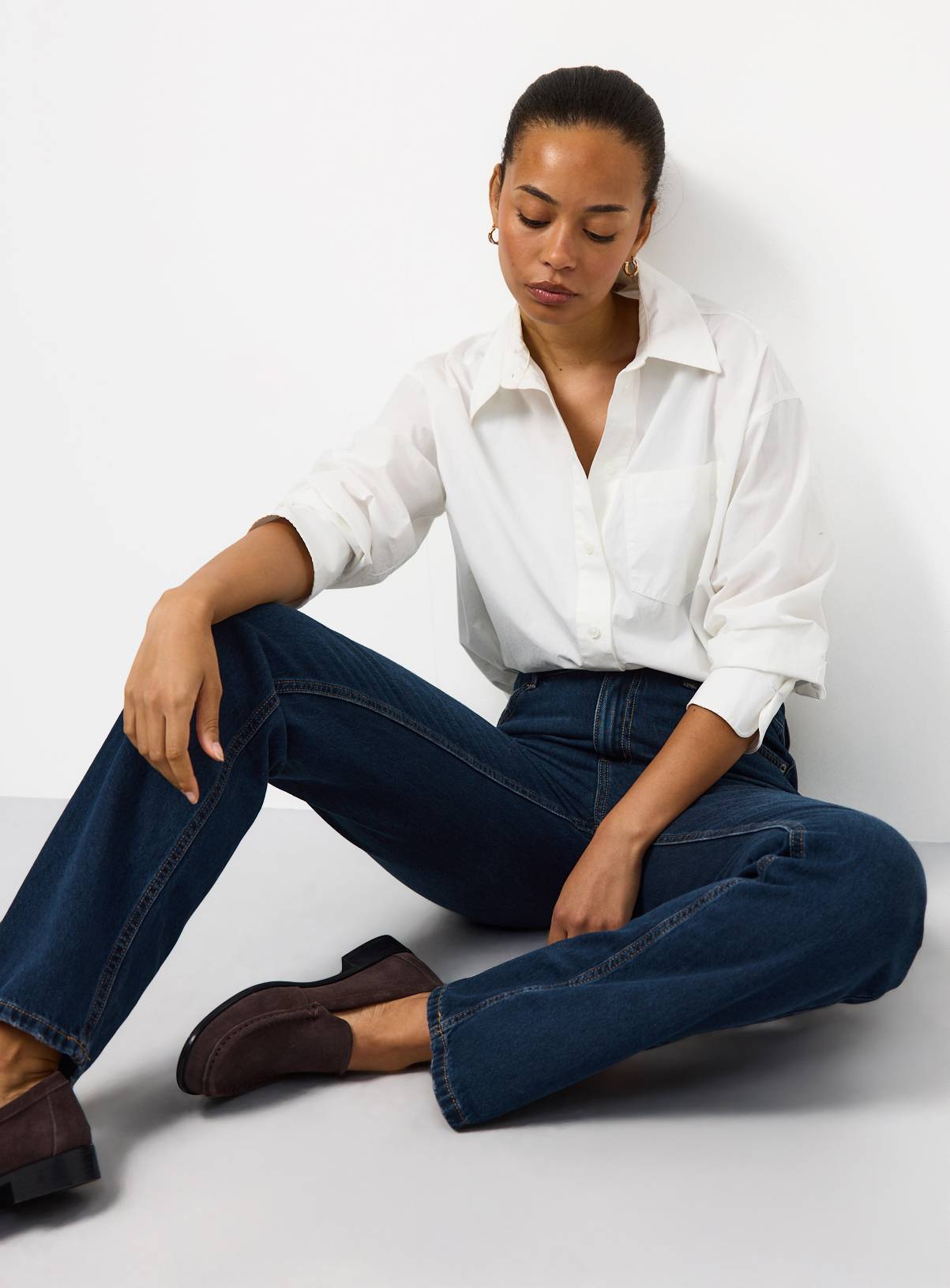 Blue Black Denim Relaxed Straight Leg Jeans 18L - Image 2